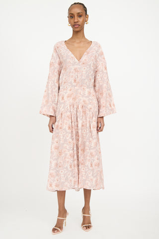 Vince Grey 
Pink Floral Cut Out Dress