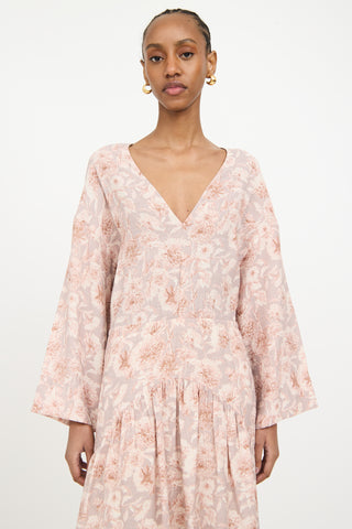 Vince Grey 
Pink Floral Cut Out Dress