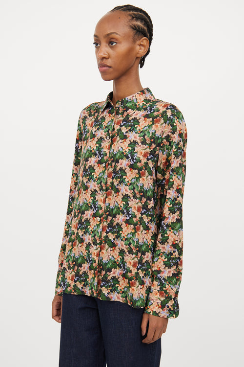 Vince Black 
Multi Floral Silk Blend Blouse