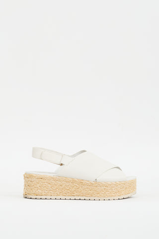 Vince White 
Beige Leather Jesson Platform Espadrille