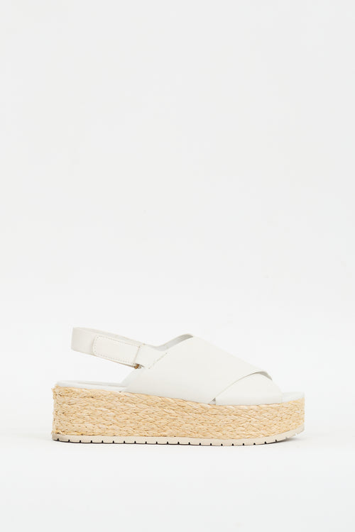 Vince White 
Beige Leather Jesson Platform Espadrille