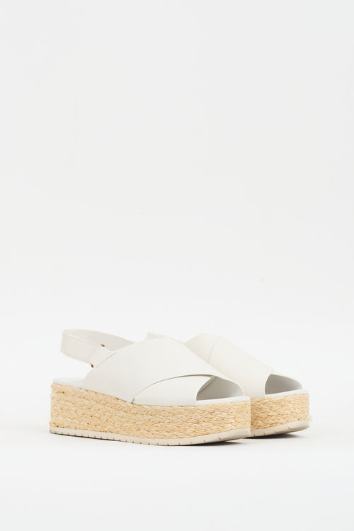 Vince White 
Beige Leather Jesson Platform Espadrille