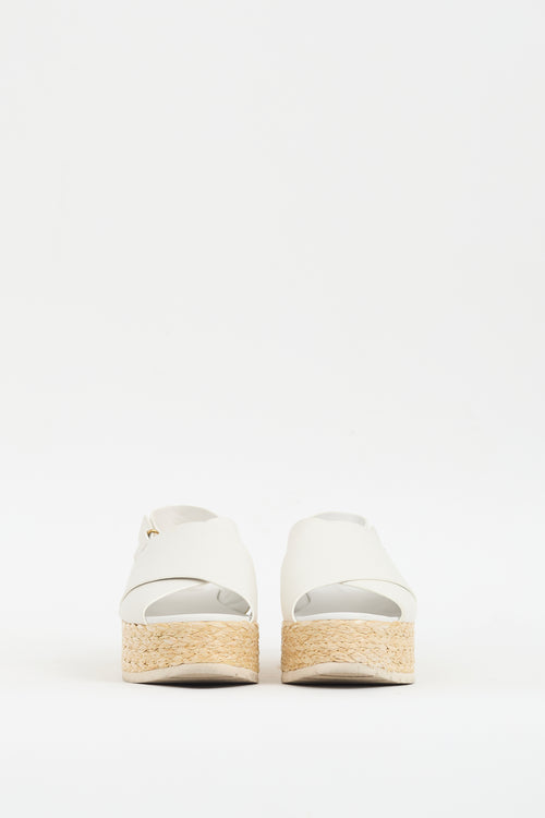 Vince White 
Beige Leather Jesson Platform Espadrille