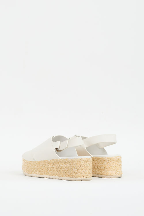 Vince White 
Beige Leather Jesson Platform Espadrille