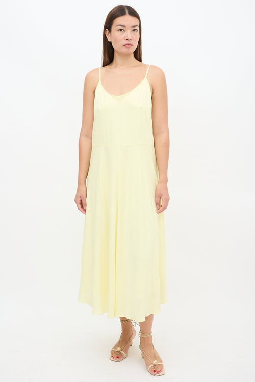 Vince Yellow Layered V-Neck Midi Dress