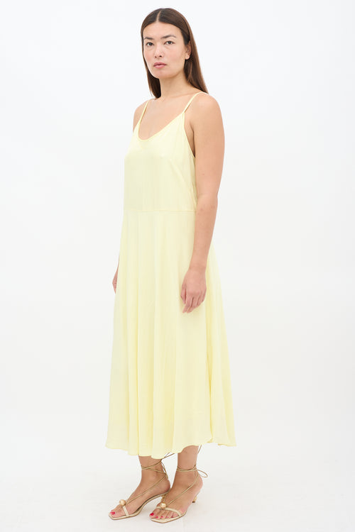 Vince Yellow Layered V-Neck Midi Dress