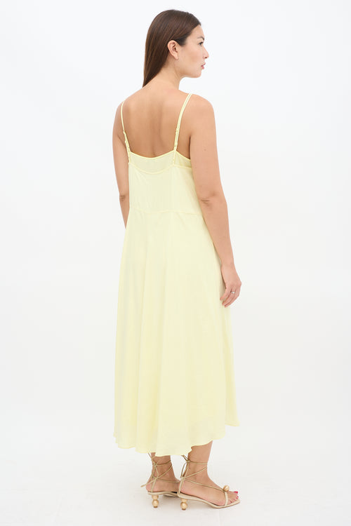 Vince Yellow Layered V-Neck Midi Dress