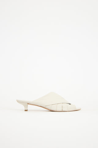 Vince White Leather Pleated Mule