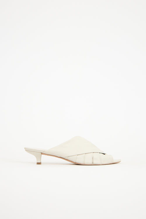 Vince White Leather Pleated Mule