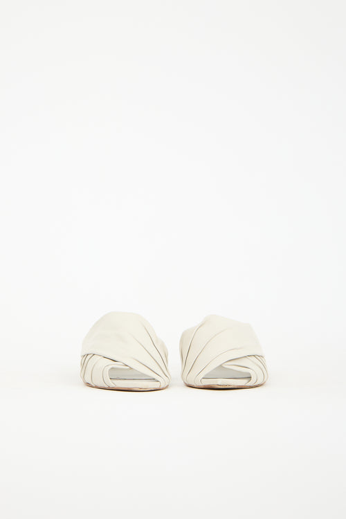 Vince White Leather Pleated Mule