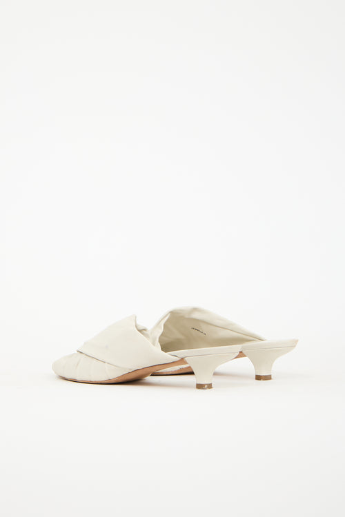 Vince White Leather Pleated Mule