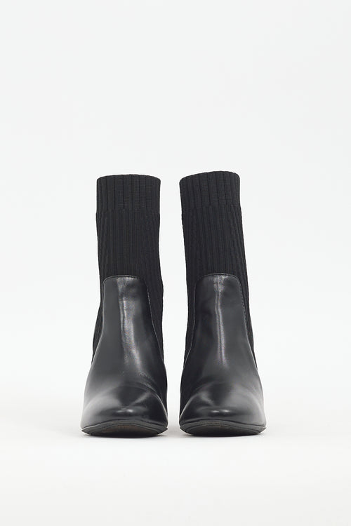 Vince Camuto Black Leather 
Ribbed Knit Diandra Boot