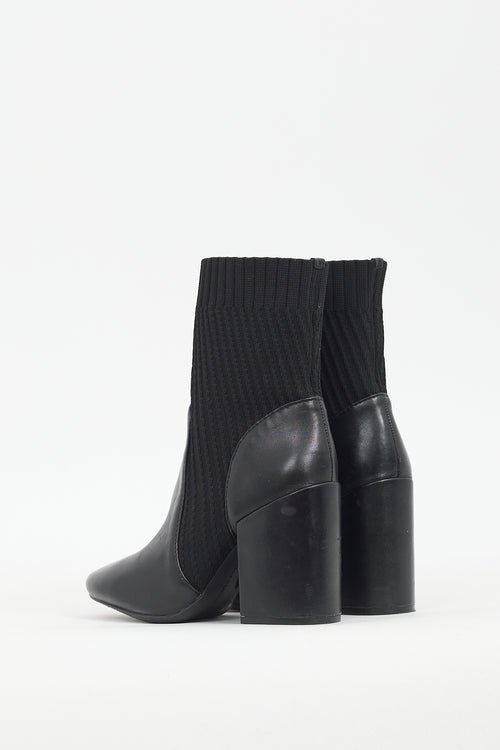 Vince Camuto Black Leather 
Ribbed Knit Diandra Boot