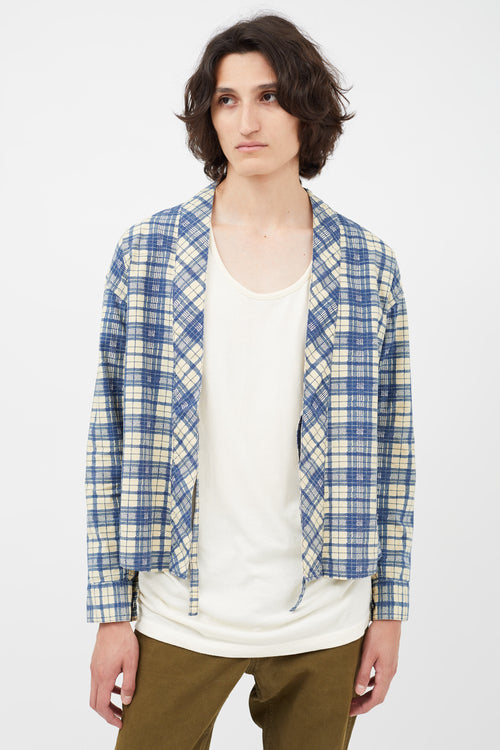 Visvim Cream 
Blue Plaid Cardigan