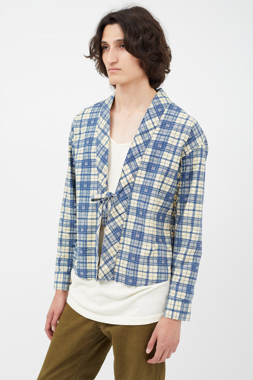 Visvim Cream 
Blue Plaid Cardigan