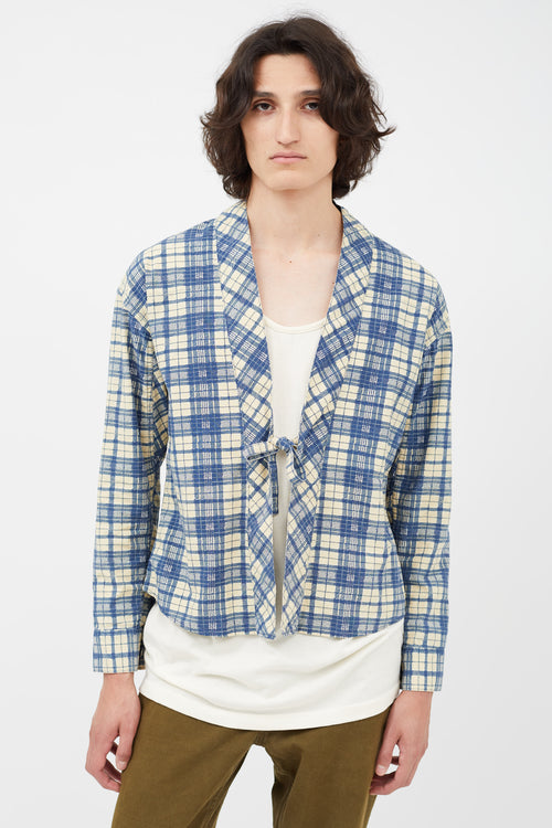 Visvim Cream 
Blue Plaid Cardigan