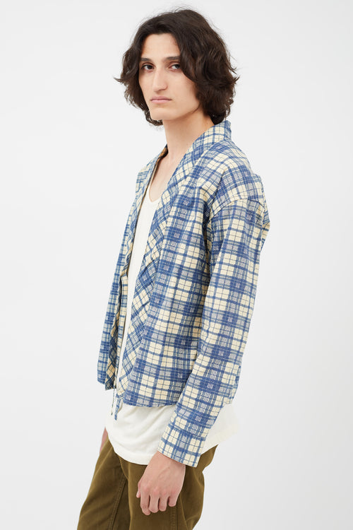 Visvim Cream 
Blue Plaid Cardigan