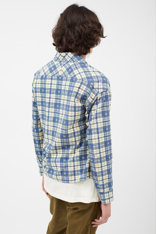 Visvim Cream 
Blue Plaid Cardigan