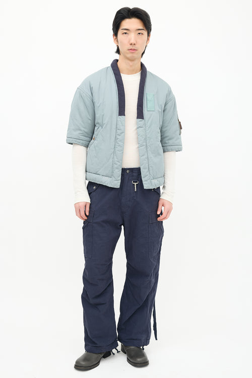 Visvim Green 
Navy Short Sleeve Jacket