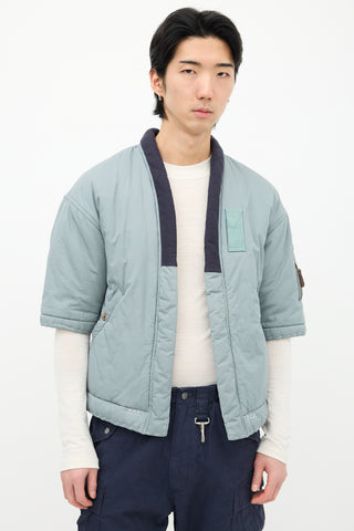 Visvim Green 
Navy Short Sleeve Jacket