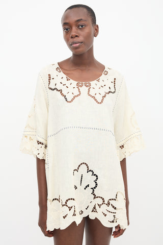 Vita Kin Cream Linen 
Lace Dress