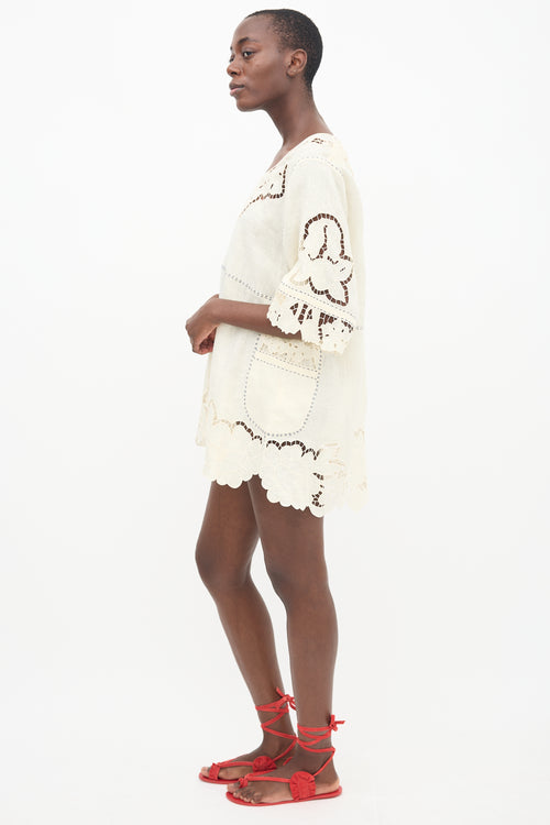 Vita Kin Cream Linen 
Lace Dress