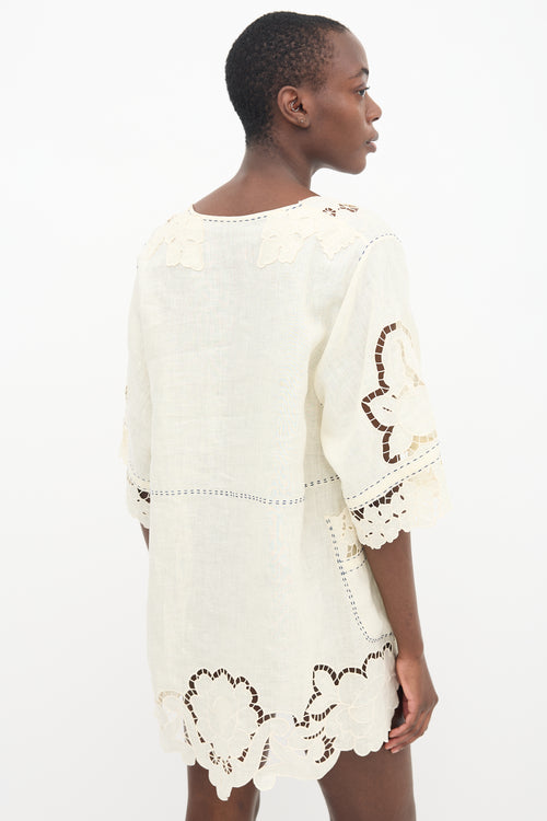 Vita Kin Cream Linen 
Lace Dress