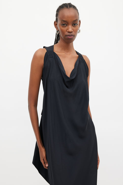 Vivienne Westwood Anglomania Black Satin Drape Dress