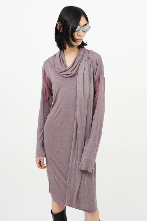 Vivienne Westwood Anglomania Purple Cowl Neck Train Dress