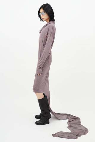 Vivienne Westwood Anglomania Purple Cowl Neck Train Dress