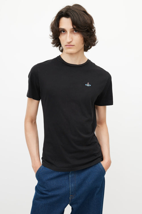 Vivienne Westwood Black 
Multicolour Embroidered Logo T-Shirt