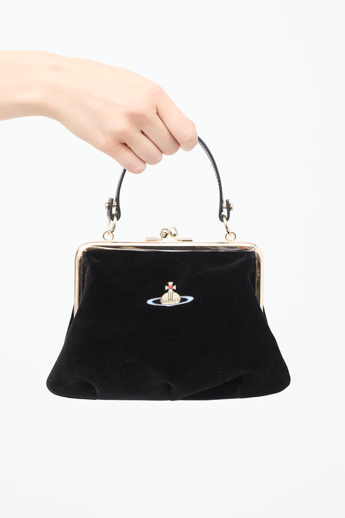 Vivienne Westwood Black Velvet Granny Frame Chain Bag