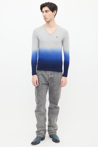 Vivienne Westwood MAN Blue Wool 
Cashmere Gradient Sweater