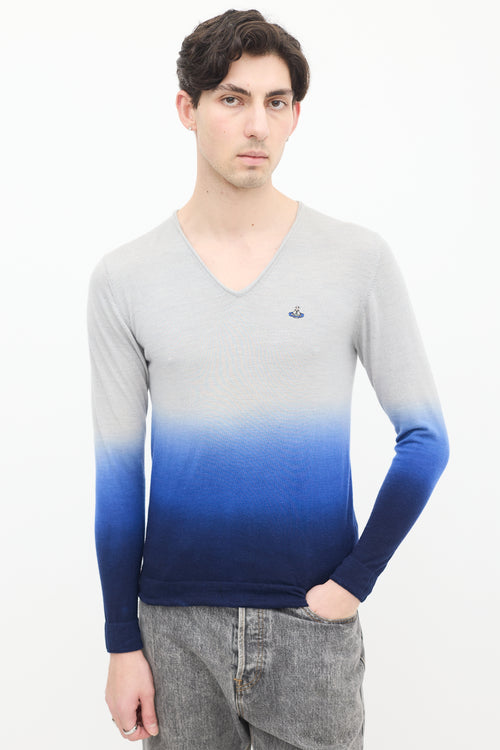 Vivienne Westwood MAN Blue Wool 
Cashmere Gradient Sweater