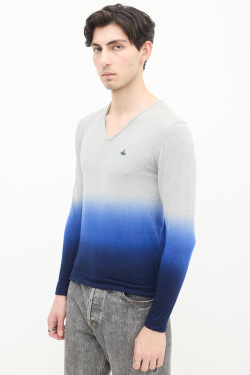 Vivienne Westwood MAN Blue Wool 
Cashmere Gradient Sweater