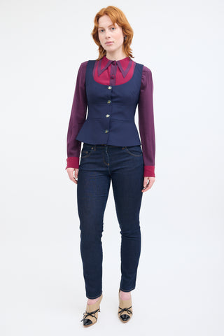 Vivienne Westwood Navy Wool Orb Buttoned Vest