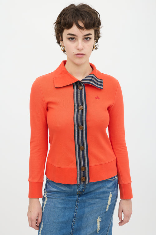 Vivienne Westwood Orange 
Multi Striped Collared Cardigan