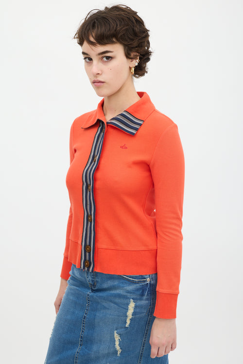 Vivienne Westwood Orange 
Multi Striped Collared Cardigan