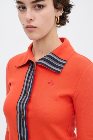 Vivienne Westwood Orange 
Multi Striped Collared Cardigan