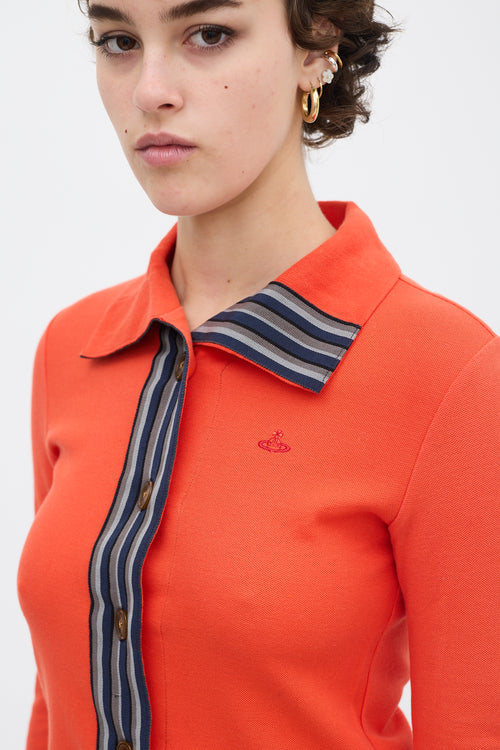 Vivienne Westwood Orange 
Multi Striped Collared Cardigan