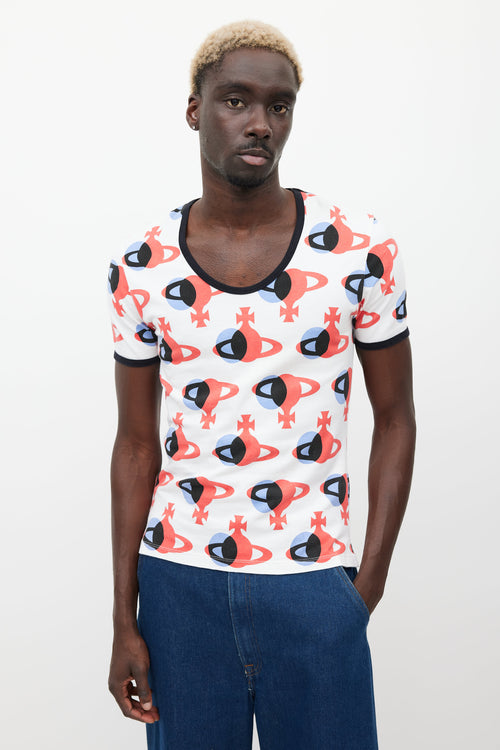 Vivienne Westwood White 
Mulitcolour Orb Logo T-Shirt