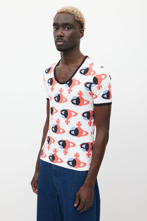 Vivienne Westwood White 
Mulitcolour Orb Logo T-Shirt