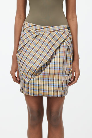 Vivienne Westwood Anglomania Green 
Multi Plaid Bubble Skirt