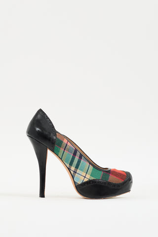 Vivienne Westwood Anglomania Red 
Multicolour Plaid Platform Pump