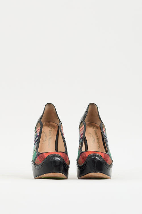 Vivienne Westwood Anglomania Red 
Multicolour Plaid Platform Pump