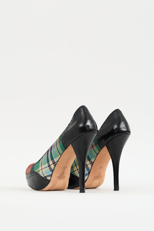 Vivienne Westwood Anglomania Red 
Multicolour Plaid Platform Pump