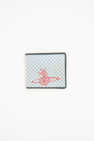 Vivienne Westwood Blue 
Cream Checker Bi-Fold Wallet