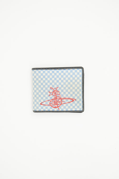 Vivienne Westwood Blue 
Cream Checker Bi-Fold Wallet