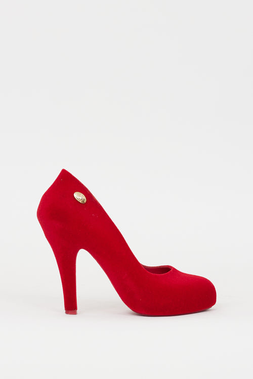 Vivienne Westwood X Melissa Red Velvet Covered Heel