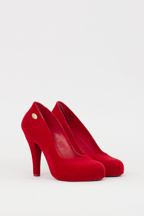 Vivienne Westwood X Melissa Red Velvet Covered Heel